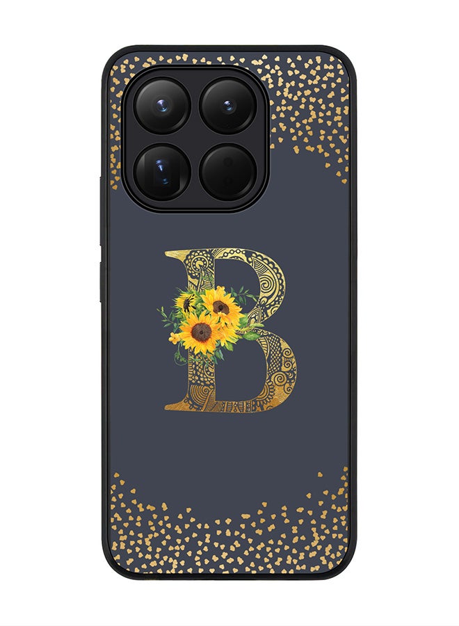 For Xiaomi 15T Case,Slim fit Camera Protection, Shockproof Thin Phone cover  - Custom Floral Monogram - B  (Grey )